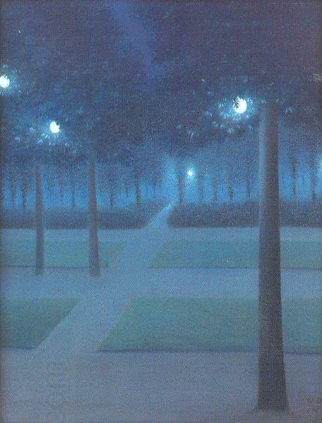 Nuncques, William Degouve de Nocturne in the Parc Royal, Brussels China oil painting art